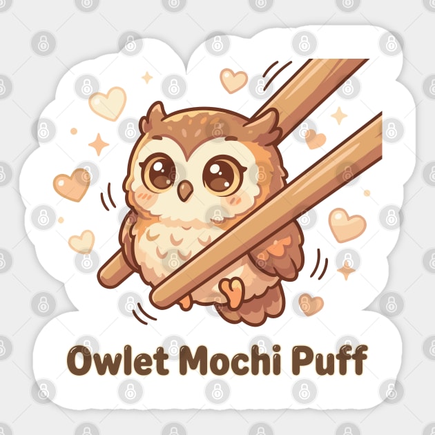 Cute Kawaii Owl “Owlet Mochi Puff” Chopstick Meme Sticker by creative